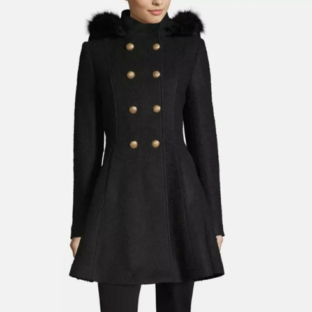 Liz Claiborne boucle swing coat XL black NWOT